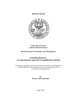 Doctoral Thesis Switching Behavior: An - Unitn
