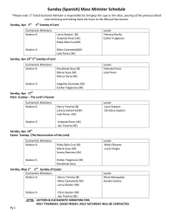 Sunday (Spanish) Mass Minister Schedule
