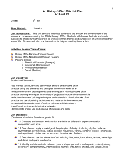 1 Art History- 1600s-1800s Unit Plan Art Level 1/2