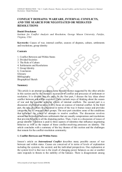 Conflict Domains: Warfare, Internal Conflicts, and the