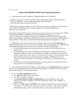 How to Use JSTOR to Start Your Literary Research