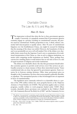 Charitable Choice: The Law As It Is and May Be