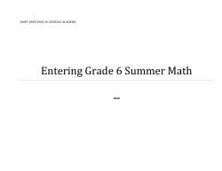 Grade 6 Summer Math Packet - Pope John Paul II Catholic Academy