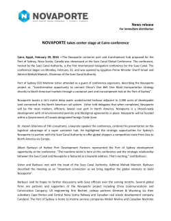 News release NOVAPORTE takes center stage at