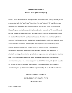 Supreme Court Opinion in Brown v. Board of Education I (1954
