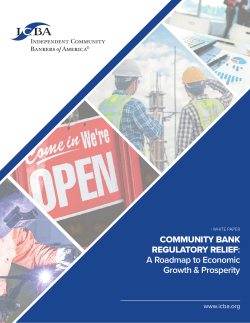 community bank regulatory relief: a roadmap to economic growth