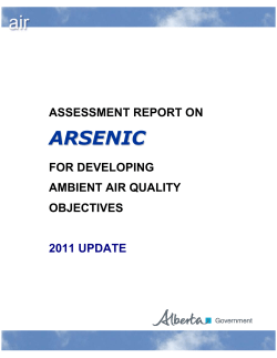 Assessment Report on Arsenic - 2011 Update
