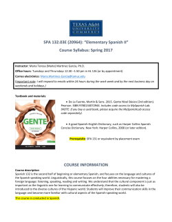 SPA 132.03E (20964): “Elementary Spanish II” Course Syllabus
