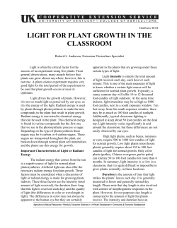 Light for Plant Growth in the Classroom