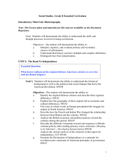 1 Social Studies- Grade 8 Essential Curriculum Introductory