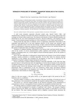 1 NOWADAYS PROBLEMS OF SEDIMENT TRANSPORT
