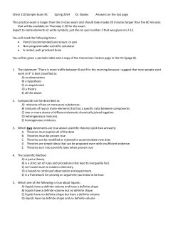 Chem 210 Sample Exam #1 Spring 2014 Dr. Baxley Answers on the