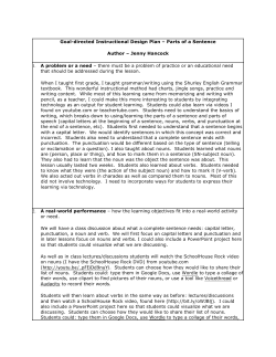 Goal-directed Instructional Design Plan &ndash; Parts of a Sentence Author