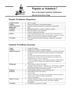 Scholarly vs. popular sources
