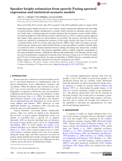 Speaker height estimation from speech: Fusing spectral regression