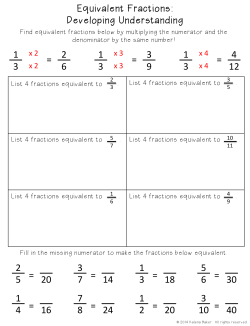 Equivalent Fractions: Developing Understanding 1 3 = 4 12 1 3 = 2 6