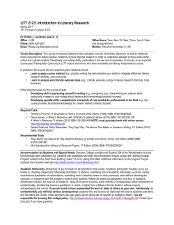 LITT 2123: Introduction to Literary Research