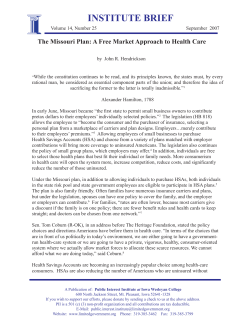 The Missouri Plan: A Free Market Approach to Health Care