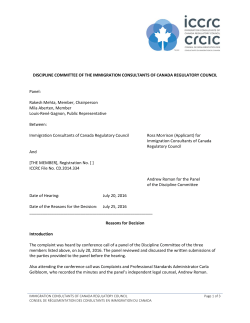 DISCIPLINE COMMITTEE OF THE IMMIGRATION