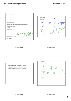 Chapter 8 notes Covalent Bonding