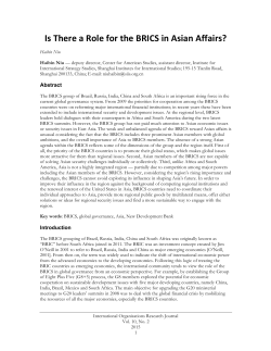 Is There a Role for the BRICS in Asian Affairs?