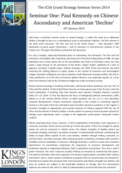 Seminar One: Paul Kennedy on Chinese Ascendancy and American