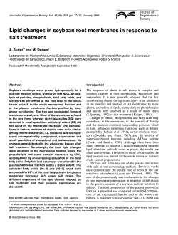 Lipid changes in soybean root membranes in