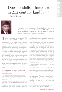 Does feudalism have a role in 21st century land law? - SAS