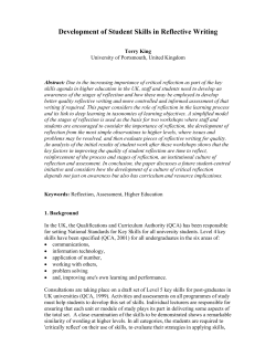 Development of Student Skills in Reflective Writing