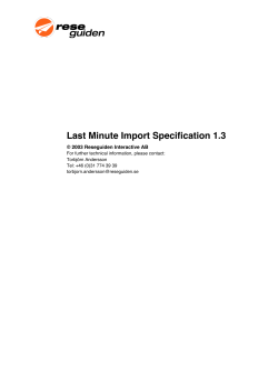 Last Minute Import Specification 1.3