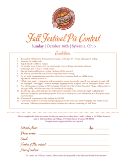 Pie Contest Form - Sylvania Fall Festival