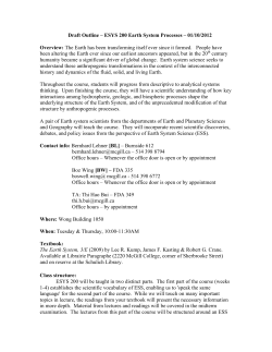 ESYS 200 Earth System Processes - Earth System Science, McGill