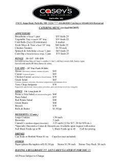 CATERING MENU - Casey`s Bar and Restaurant