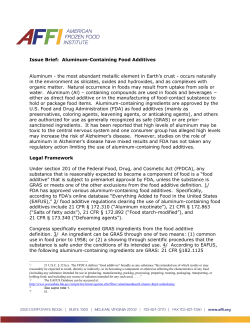 Issue Brief: Aluminum-Containing Food Additives Aluminum