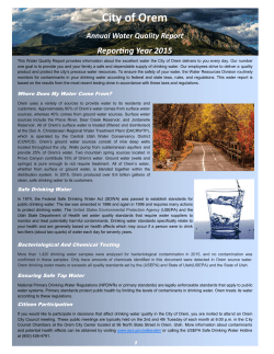 City of Orem Annual Water Quality Report Reporting