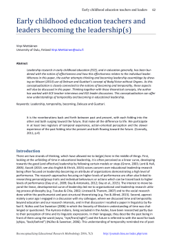 Early childhood education teachers and leaders becoming the