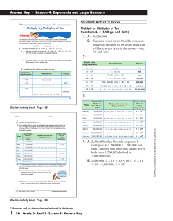 Answer Key &bull; Lesson 4: Exponents and Large Numbers