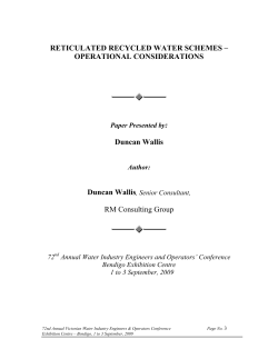 RETICULATED RECYCLED WATER SCHEMES &ndash; OPERATIONAL