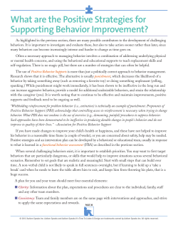 What are the Positive Strategies for Supporting Behavior Improvement