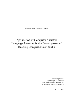 Application of CALL in the Development of Reading Comprehension