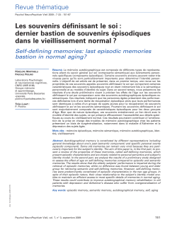 Les souvenirs de&acute;finissant le soi - Self