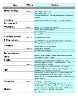 Topic Week Prep 6 Times tables Division Factors and Multiples