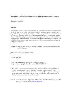 Biotechnology and the Development of Food Markets: Retrospect