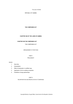Companies Act - National Assembly of Zambia
