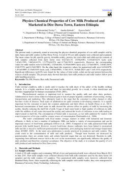 Physico Chemical Properties of Cow Milk Produced and Marketed in