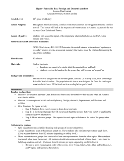 Jigsaw- Federalist Era: Foreign and Domestic conflicts Lesson Plan
