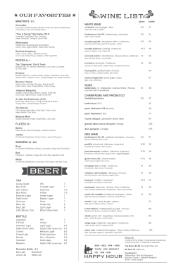 martini`s $12 rocks $11 flutes $11 sangria $9 / $36 tap