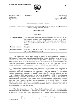 IMO SUMMARY Executive summary: This submission comments on