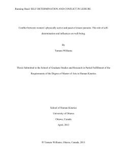 SELF-DETERMINATION AND CONFLICT IN LEISURE Conflict