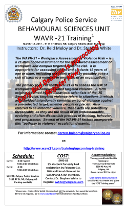 Calgary Police Service BEHAVIOURAL SCIENCES UNIT WAVR